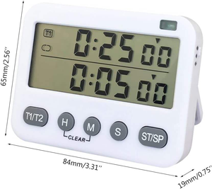 HD Display Alarm Sound Flash Vibration Digital Kitchen Timer